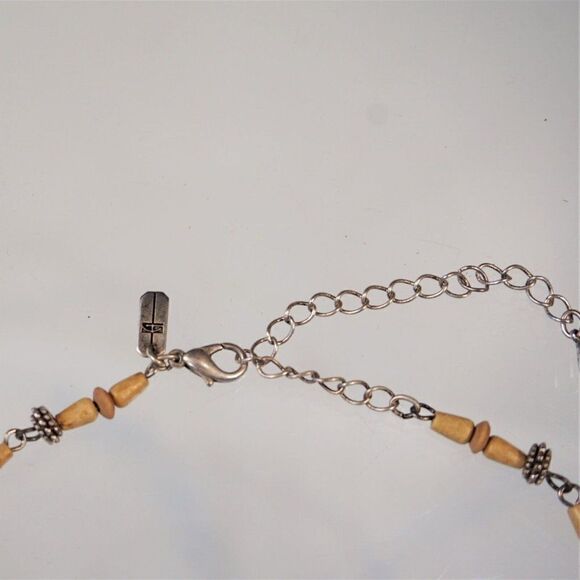 Boho Festival Necklace Earring Set Wood Silver Beads Christina Collection - Picture 7 of 10
